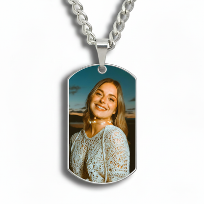 Lleva Tu Corazón: El Collar Etiqueta con Foto Personalizada | El Mejor Regalo Significativo