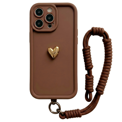 Custom Name Signature Series: Trendy 3D Gold Heart Personalized Phone Case