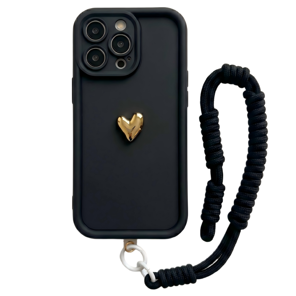 Custom Name Signature Series: Trendy 3D Gold Heart Personalized Phone Case