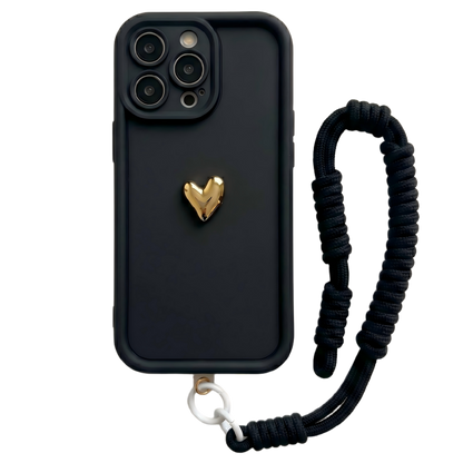 Custom Name Signature Series: Trendy 3D Gold Heart Personalized Phone Case