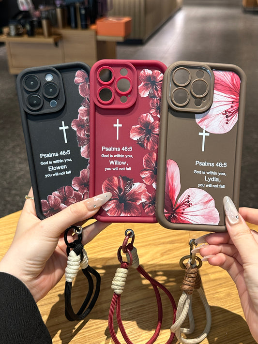 Custom Name Psalm 46:5 Phone Case - Personalized Floral Cross Religious Gift