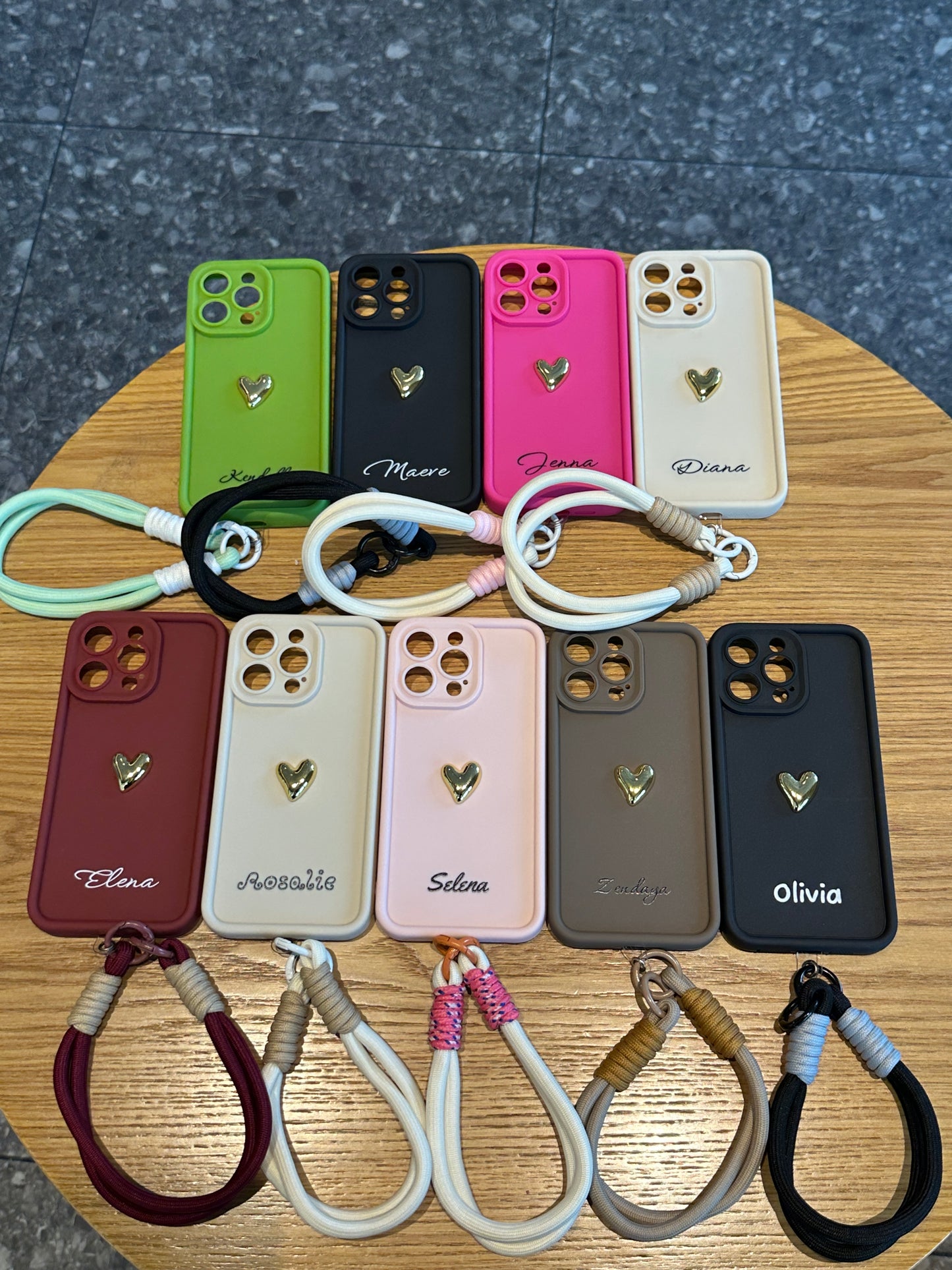Custom Name Signature Series: Trendy 3D Gold Heart Personalized Phone Case