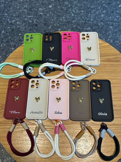 Custom Name Signature Series: Trendy 3D Gold Heart Personalized Phone Case