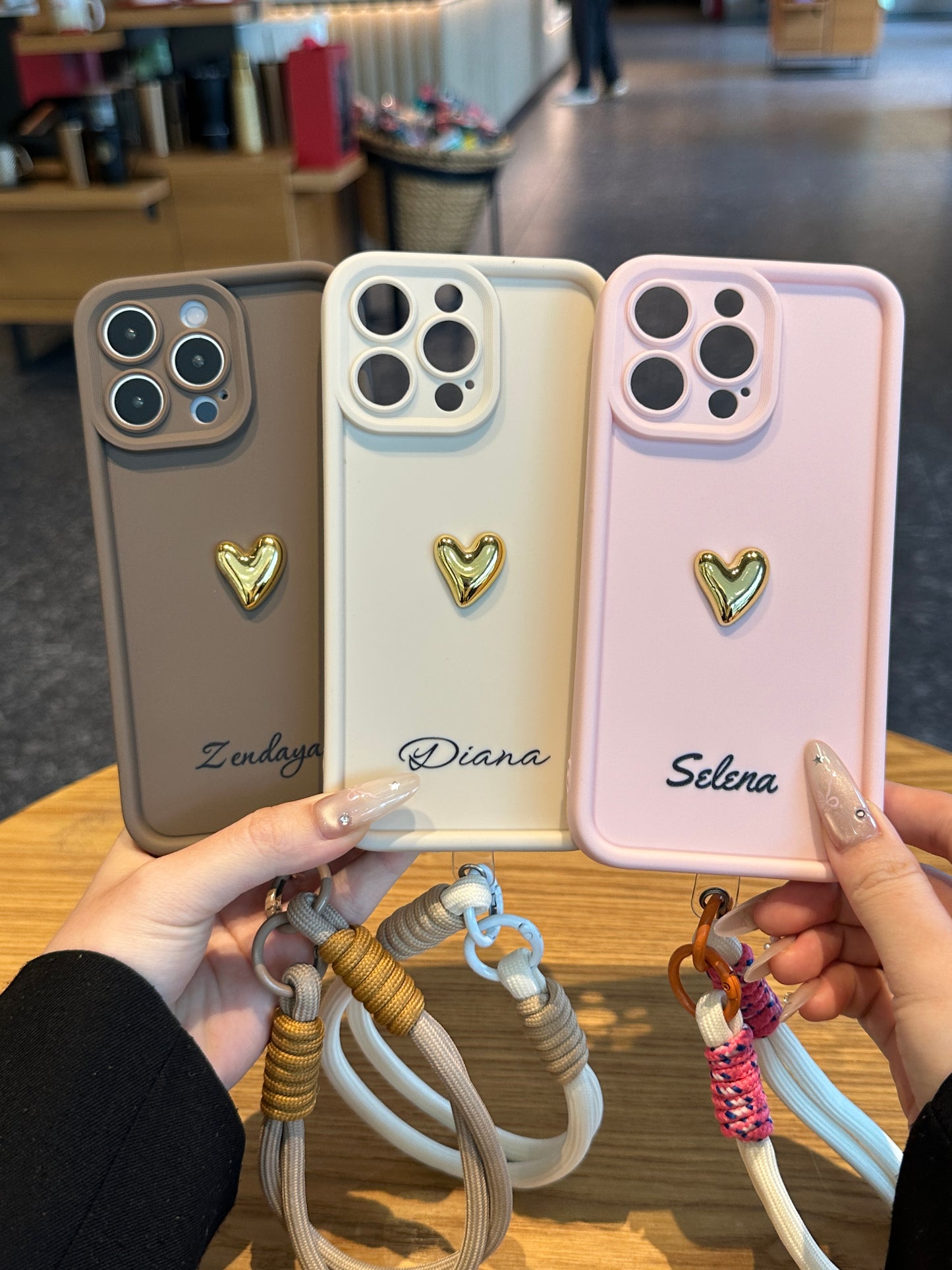 Custom Name Signature Series: Trendy 3D Gold Heart Personalized Phone Case