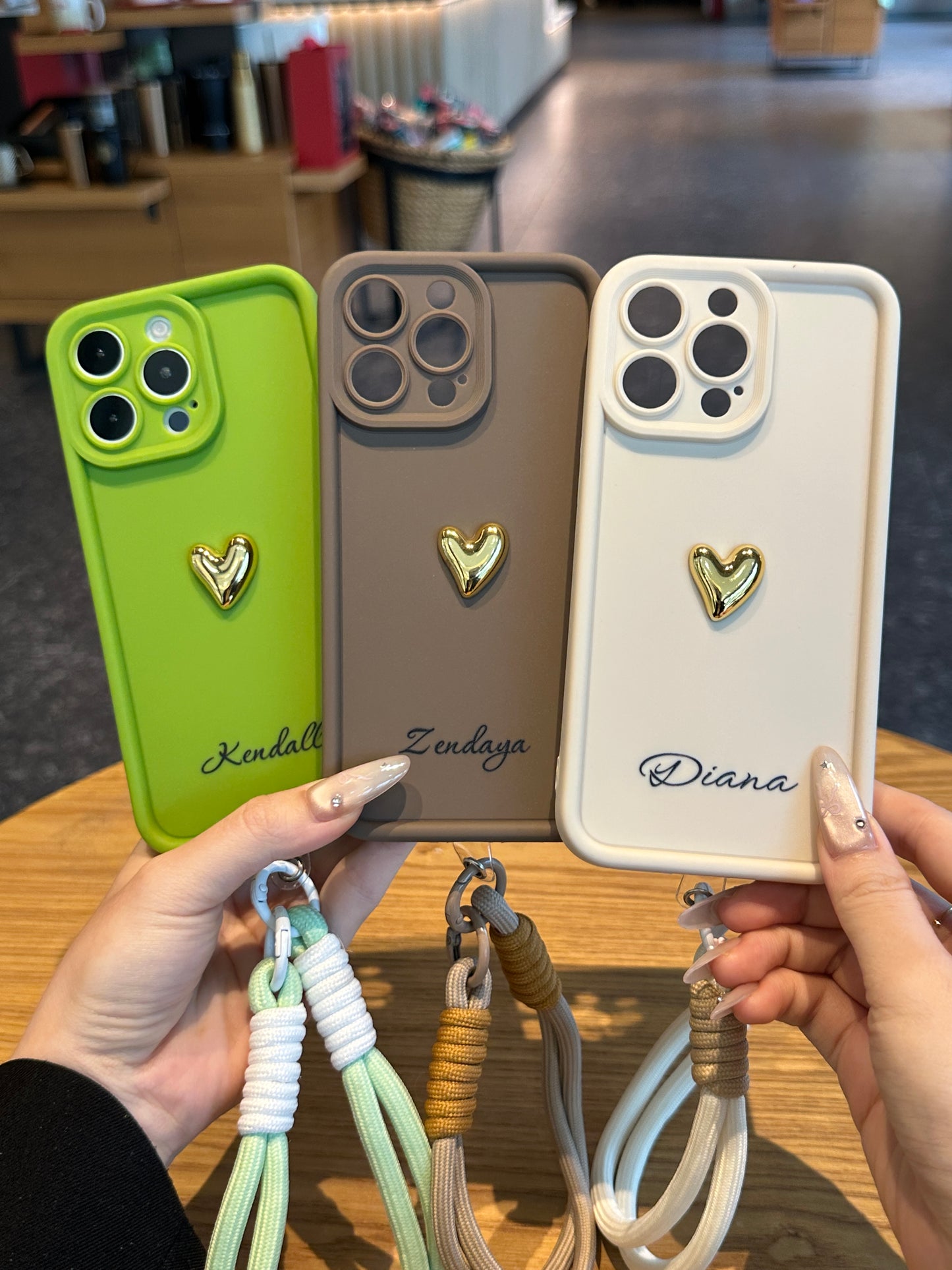 Custom Name Signature Series: Trendy 3D Gold Heart Personalized Phone Case