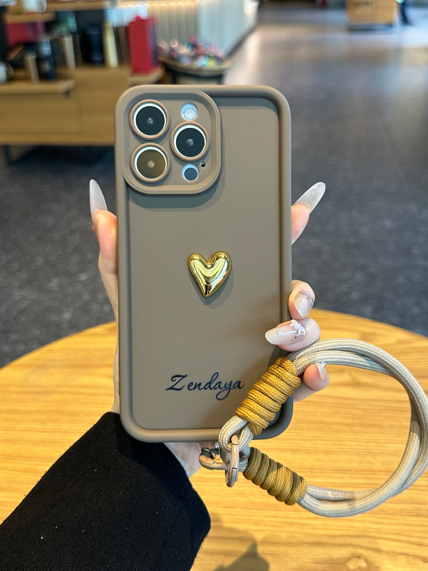 Custom Name Signature Series: Trendy 3D Gold Heart Personalized Phone Case
