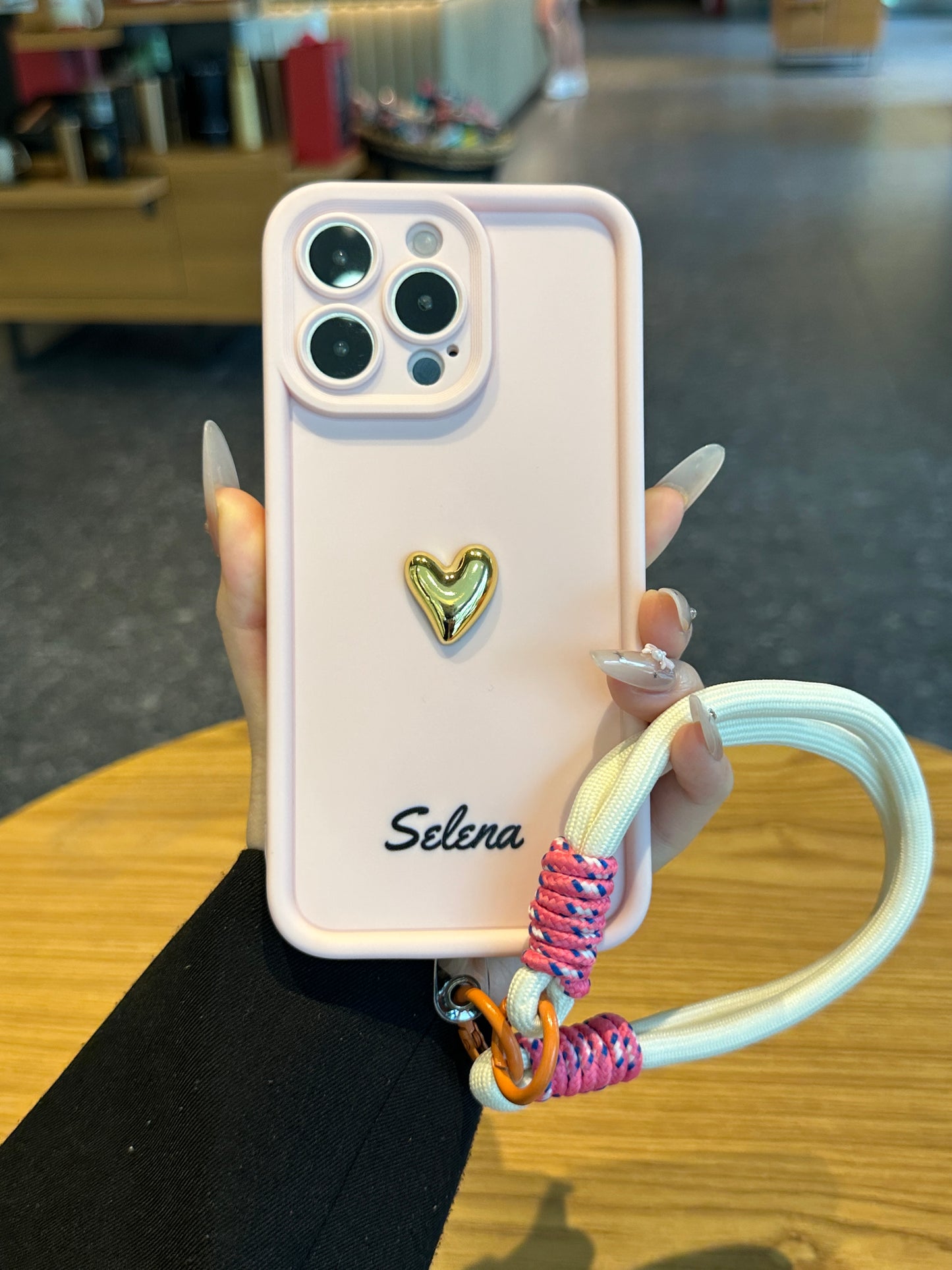Custom Name Signature Series: Trendy 3D Gold Heart Personalized Phone Case