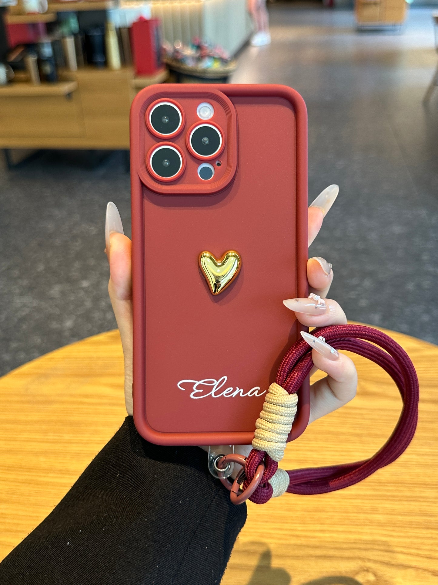 Custom Name Signature Series: Trendy 3D Gold Heart Personalized Phone Case