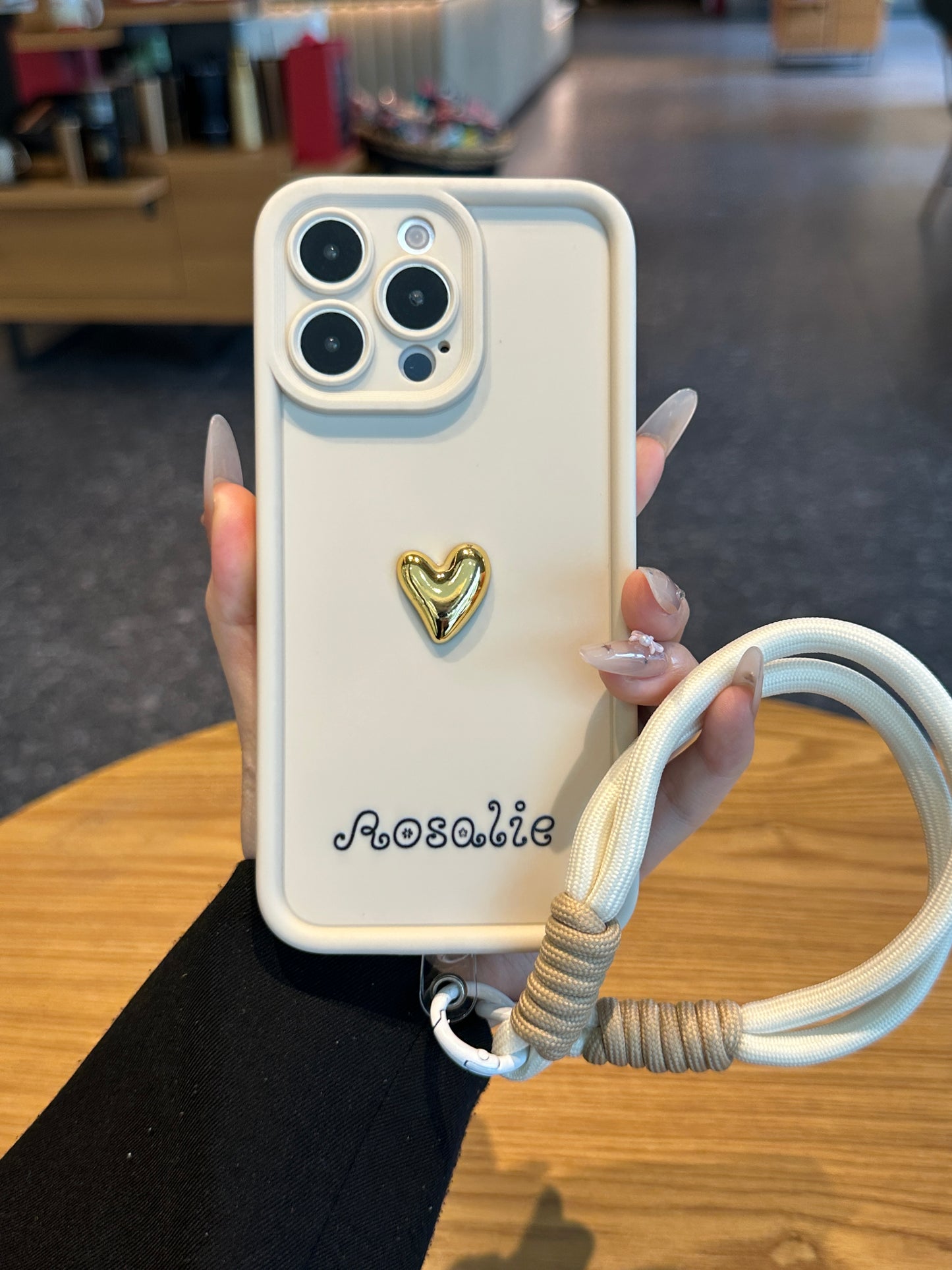 Custom Name Signature Series: Trendy 3D Gold Heart Personalized Phone Case