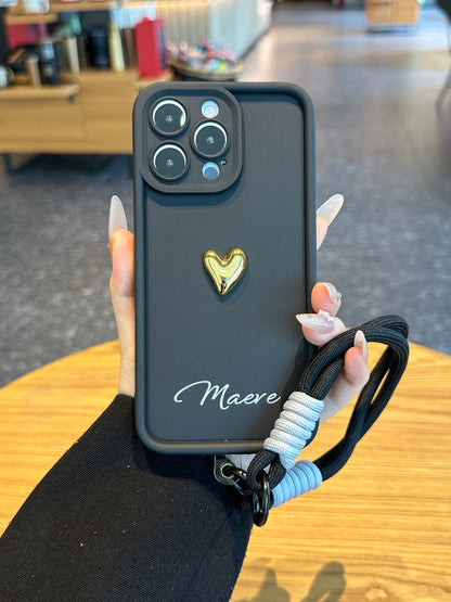 Custom Name Signature Series: Trendy 3D Gold Heart Personalized Phone Case