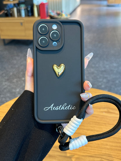 Your Name Signature Series: Fashionable 3D Golden Heart Personalized Phone Case