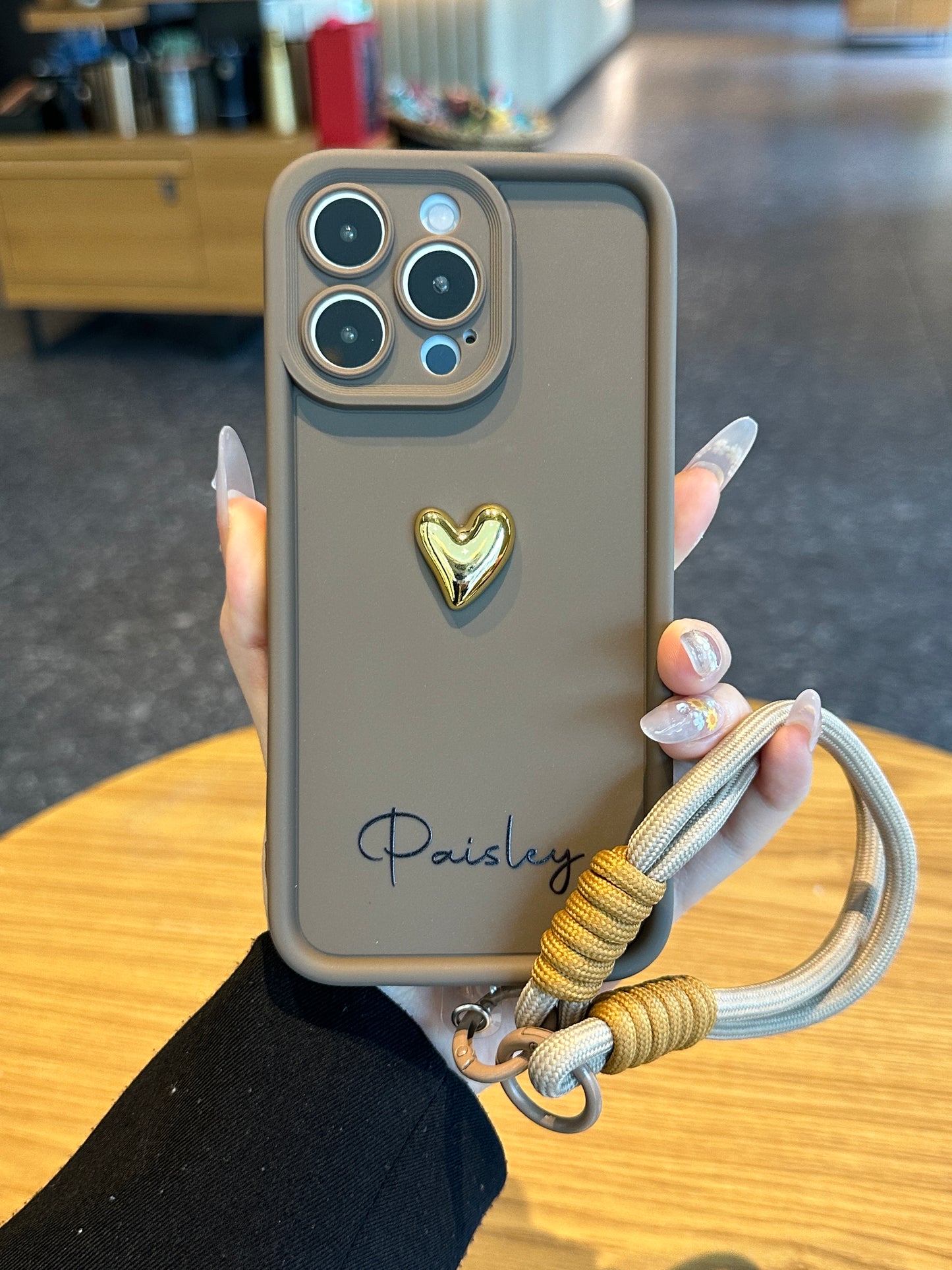 Your Name Signature Series: Fashionable 3D Golden Heart Personalized Phone Case