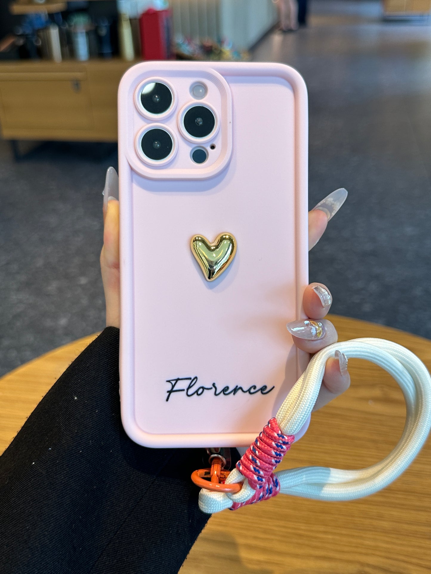 Your Name Signature Series: Fashionable 3D Golden Heart Personalized Phone Case
