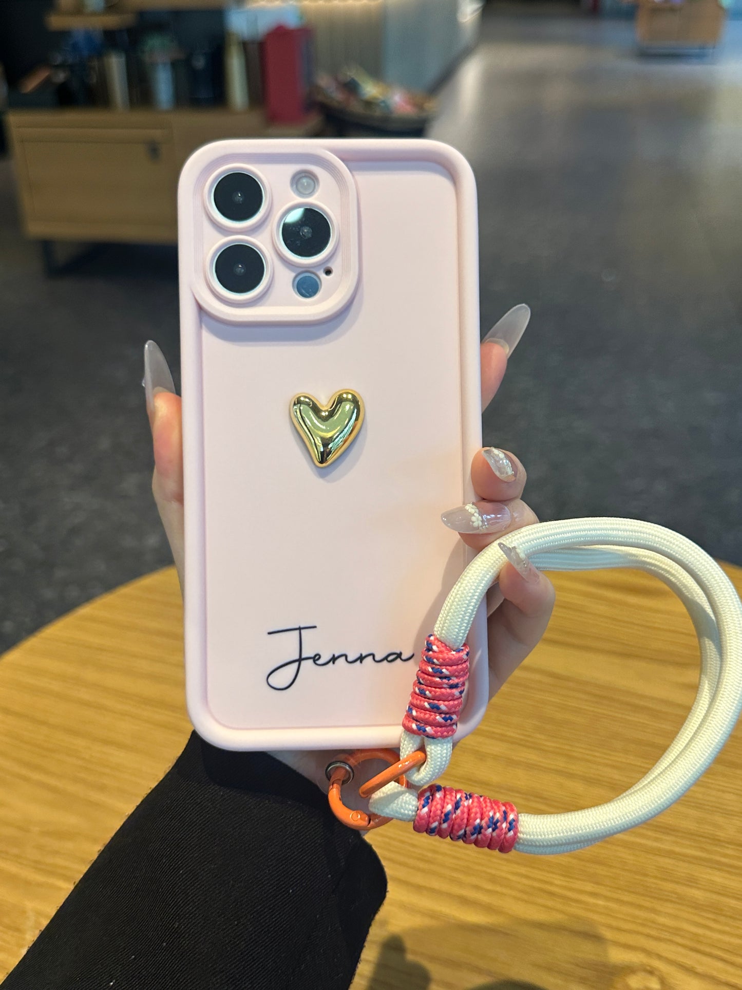 Your Name Signature Series: Fashionable 3D Gold Heart Personalized Phone Case