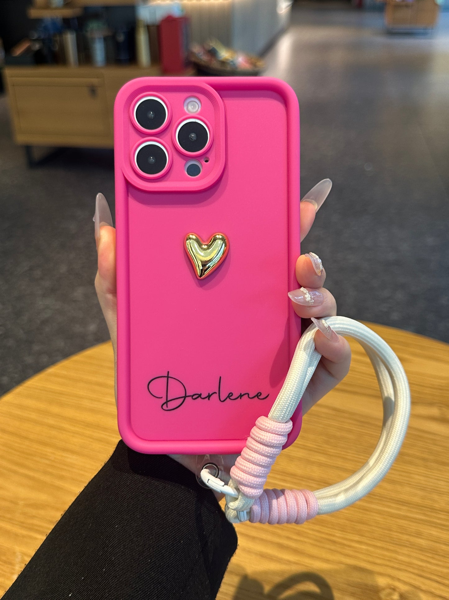 Your Name Signature Series: Fashionable 3D Gold Heart Personalized Phone Case