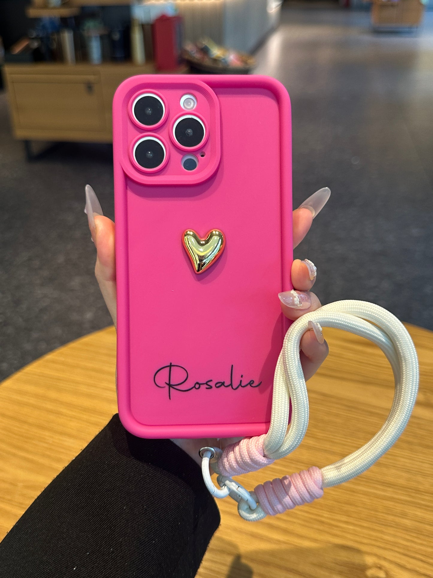 Your Name Signature Series: Fashionable 3D Gold Heart Personalized Phone Case
