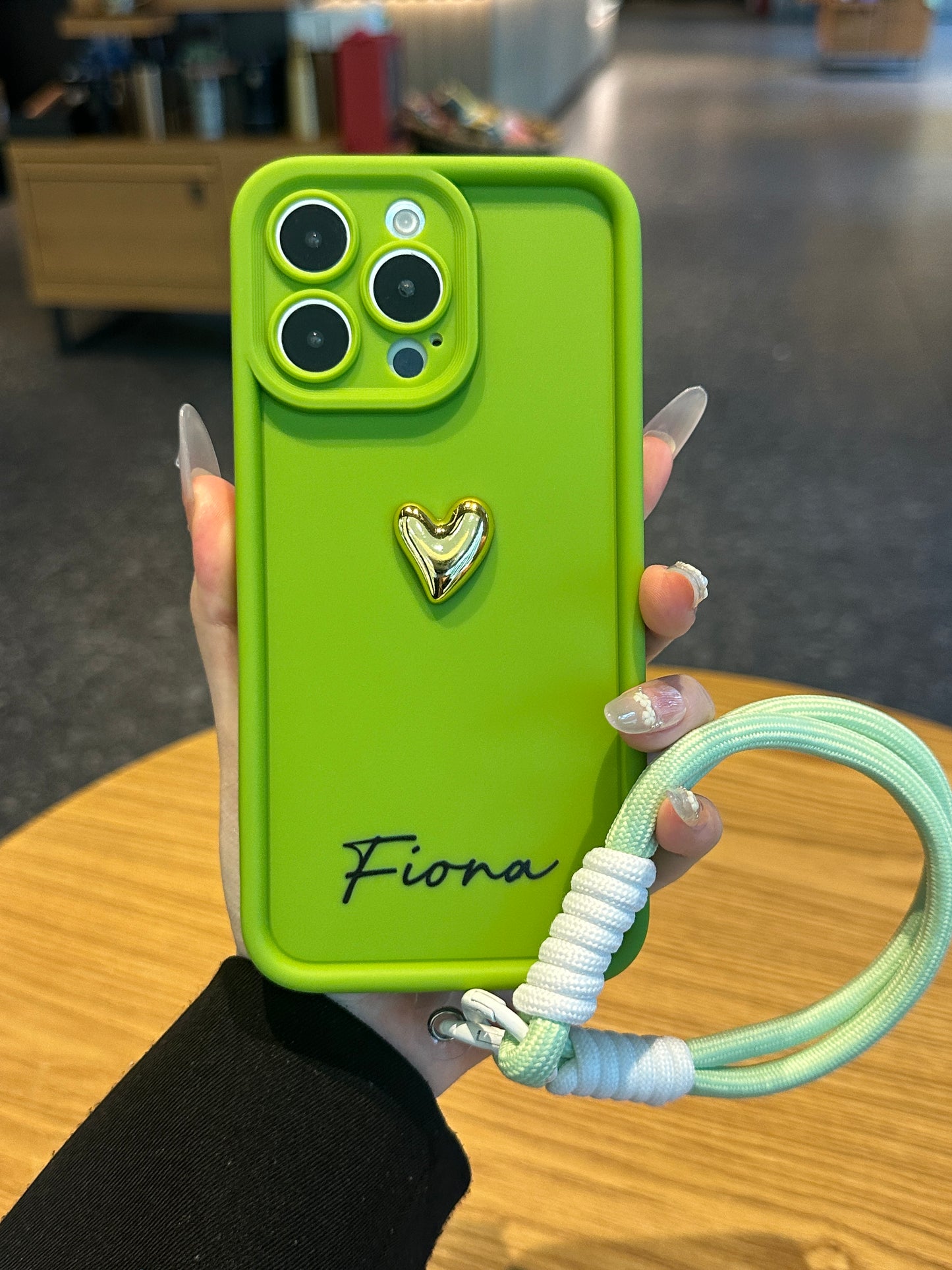 Your Name Signature Series: Fashionable 3D Gold Heart Personalized Phone Case