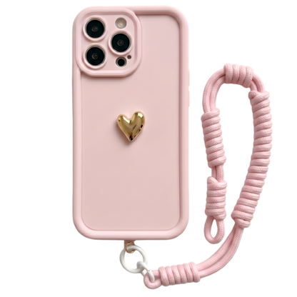 Custom Name Signature Series: Trendy 3D Gold Heart Personalized Phone Case