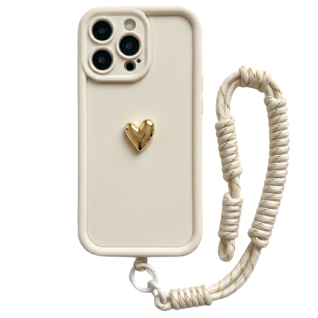 Custom Name Signature Series: Trendy 3D Gold Heart Personalized Phone Case