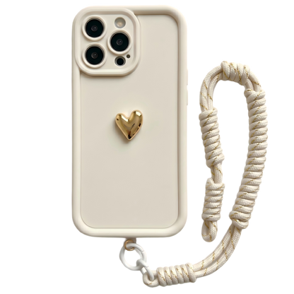 Custom Name Signature Series: Trendy 3D Gold Heart Personalized Phone Case