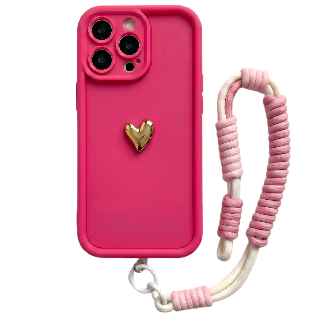 Custom Name Signature Series: Trendy 3D Gold Heart Personalized Phone Case