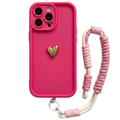 Custom Name Signature Series: Trendy 3D Gold Heart Personalized Phone Case
