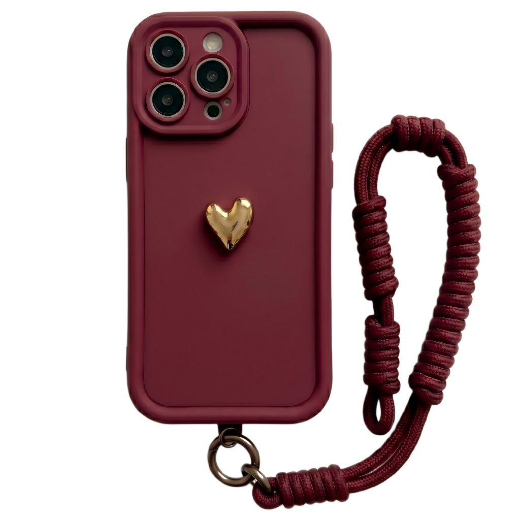 Custom Name Signature Series: Trendy 3D Gold Heart Personalized Phone Case
