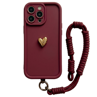 Custom Name Signature Series: Trendy 3D Gold Heart Personalized Phone Case