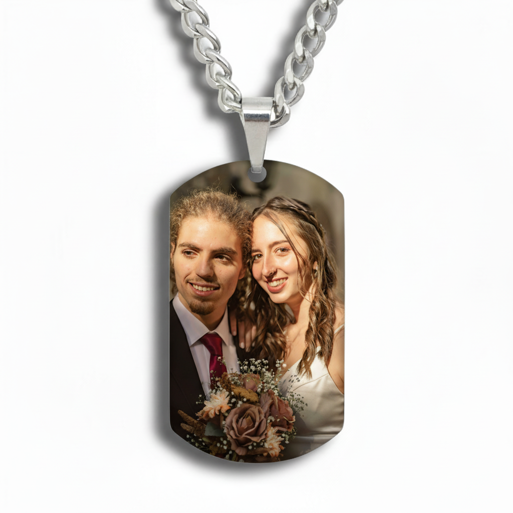 Lleva Tu Corazón: El Collar Etiqueta con Foto Personalizada | El Mejor Regalo Significativo